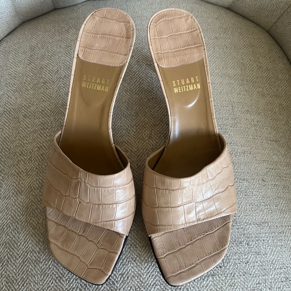 SOLD Stuart Weitzman Kitten Heeled Mules Peep Toe - Picture 7 of 7